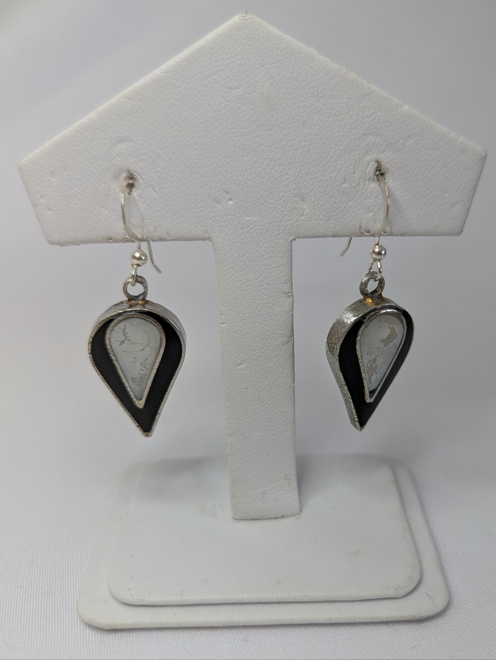 Black and Silver Plated Teardrop Dangle Earrings